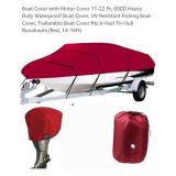 Boat Cover with Motor Cover 11-22 Ft, 600D Heavy