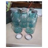 8 Vintage 1/2 Gallon Blue Ball Perfect Mason