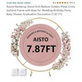 Round Backdrop Stand Arch Balloon Golden Metal