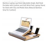 Bamboo Laptop Lap Desk Adjustable Angle, Bed Desk