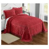 New Queen Size Emily Floral Chenille Bedspread,