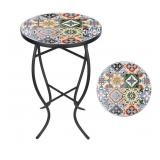 New Mosaic Side Table, 21" Round End Table with