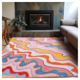 New Colorful Abstract 5x7 Area Rug Ultra Thin