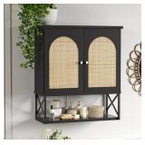 Rattan Bathroom Wall Cabinet, Boho Medicine Wall
