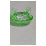 Hen on Nest.  Green Depression Look    Miniature