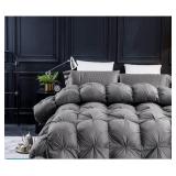 King Size Grey Three Geese Pinch Pleat Waterfowl