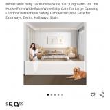Retractable Baby Gates Extra Wide 120",Dog Gates