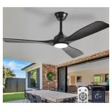 New 52-Inch Ceiling Fan with Light: Black 3 Blade