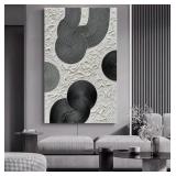 New  Art Grey and Black Thick Texture Abstract