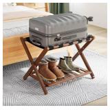 New Walnut Luggage Rack, Upgraded Bamboo Foldable