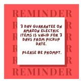 3 Day Guarantee on Amazon Electric Items