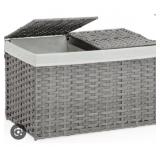 Double Lid Wicker Storage/Laundry Hamper w/