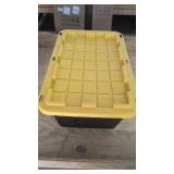 27 Gallon Black & Yellow Storage Tote ( used)