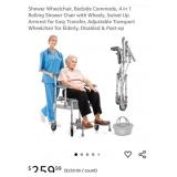 NEW 4 in 1 Rolling Shower Chair w/ Wheels, Swivel