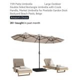9 Ft x 15 Ft Patio Umbrella Only w/ Crank,