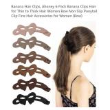 NEW 6 Pk Banana Hair Clips, Brown Tones , Grey &