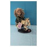 Porcelain Girl Doll on Carousel Horse