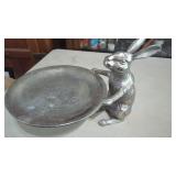 Heavy Metal (peweter?)  Rabbit Serving Tray