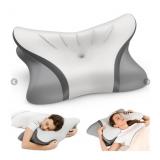 Grey/White Cervical Neck Pillow for Pain Relief -