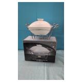 (New) 1 Qt. Covered Porcelain Baker with Warmer