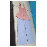 SIze Medium Pink Ruffle Tank Top & Blue Cotton