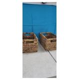 NEW 2 Pk Woven Rattan Baskets w/ Handles, 13" x