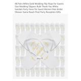 NEW 48 Pairs White/Gold Wedding Flip Flops for