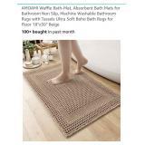 NEW 18" x 30" Waffle Bath-Mat, Absorbent, Beige
