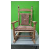 Estate Solid Oak Childs Rocking Chair with Woven