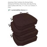 NEW 4 Pk Chair Cushions w/ Non-Slip Bottom,