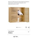 NEW Bamboo Wall Mounted Cabinet w/ Adjustable