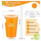 NEW 25 Sets of 16 oz Clear Plastic Cups w/ Lids &