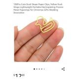 NEW Approx 300 Yellow Paper Clips - Duck Shaped