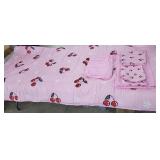 NEW 7 Pc Full Size Bed in a Bag, Pink Cherries