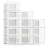 12 Pack Shoe Storage Box, Clear Plastic Stackable