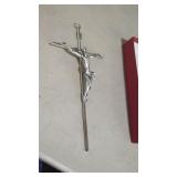 10" Silver Wall Crucifix with Silver Corpus. Made