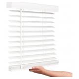New  Cordless Faux Wood Blinds, 27" Wide x 36"
