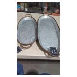 2 New Galvanized Farmhouse Copper Rim Decor Trays