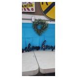 Home Decor- 9" Wreath & 2 Wood Word Decor,