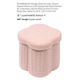 NEW Flower Shaped Pink Faux Teddy Fur Storage