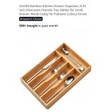 NEW Bamboo Kitchen Drawer Organizer w/ Silicone