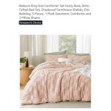 3 Pc Bedsure King Size Comforter Set, Dusty Rose