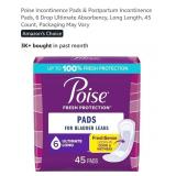 Poise Incontinence / Postpartum Pads, 6 Drop