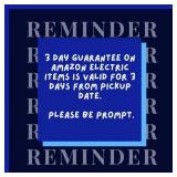 3 Day Guarantee on Amazon Electric Items