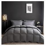 Feather Down Comforter,Grey,  Full/Queen