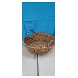 15"D x 4.75"T Round Woven Rattan Basket w/ Metal