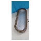 24" Galvanized Oval Bowl w/ Bead Wood