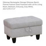 NEW Storage Ottoman Bench, Grey & White, 28.5" x