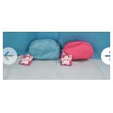 NEW Set of 2 Belt Bags, Blue & Pink, 7.5" x 2" x