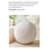 NEW 11.8" Round Ball Throw Pillow, Cream White